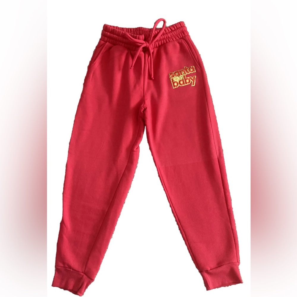 Judith March red joggers sweatpants Santa Baby NWOT